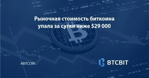 Рыночная стоимость биткоина упала за сутки ниже $29 000