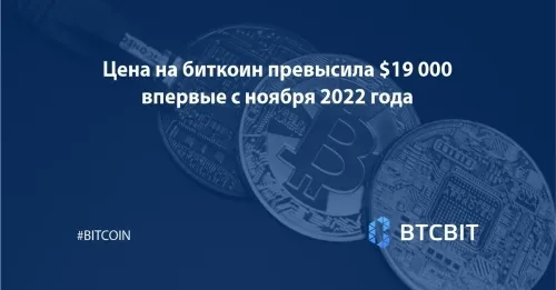 Цена на биткоин превысила $19 000 впервые с ноября 2022 года