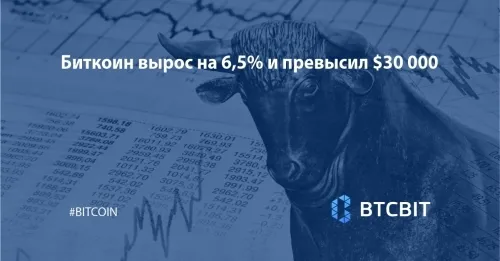 Биткоин вырос на 6,5% и превысил $30 000